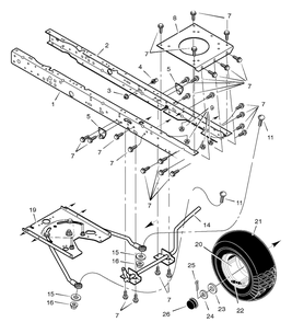 Front Frame Assembly Diagram and Parts List for 461603X48A 2003 Briggs and Stratton Lawn Tractor